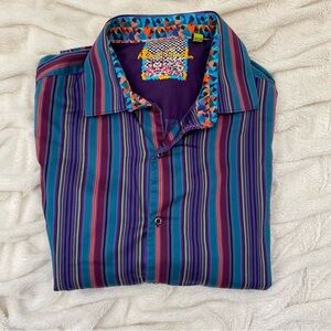 Robert Graham vintage long-sleeve button-down 90s retro colorway sriped Sz 2XLT